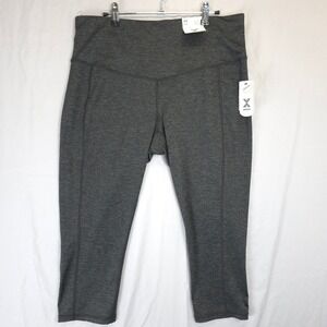 Xersion High Rise Capri Leggings Women 0X Gray Tummy Control Workout Stretch